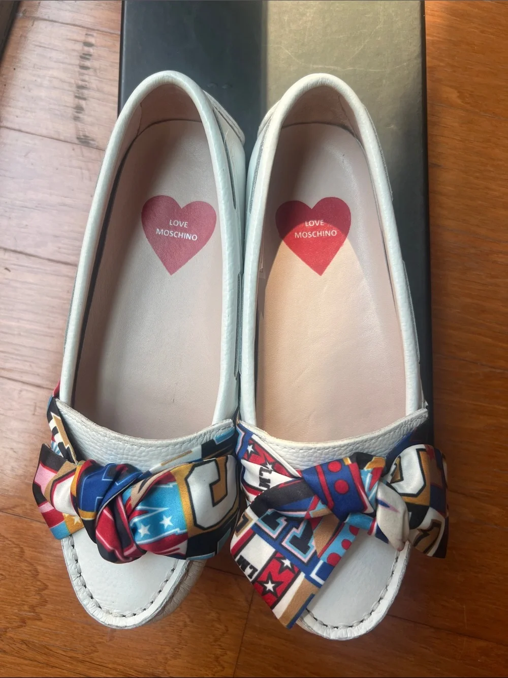 Love Moschino White Heart-Detail Slip-On Shoes